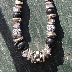 Black & White Beaded Statement Necklace